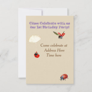 Baby Birthday Einladung mit Dame Bugs