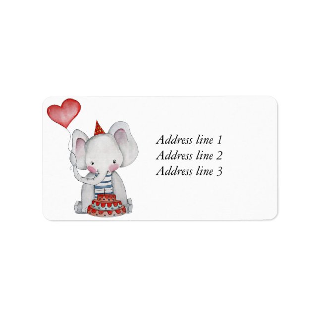 Baby Birthday Elephant Address Label Adressaufkleber (Vorne)