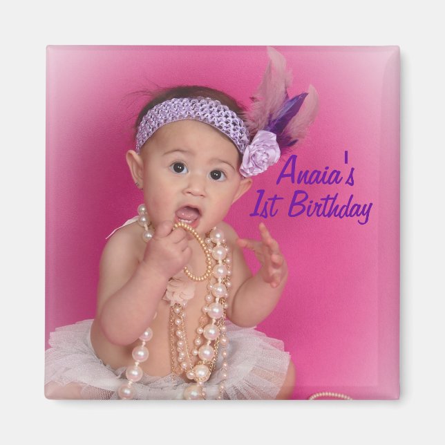 Baby Birthday Foto Magnet (Vorne)