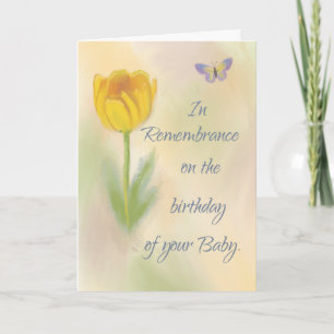 Baby Birthday Remembrance Wasserfarbe Blume Karte
