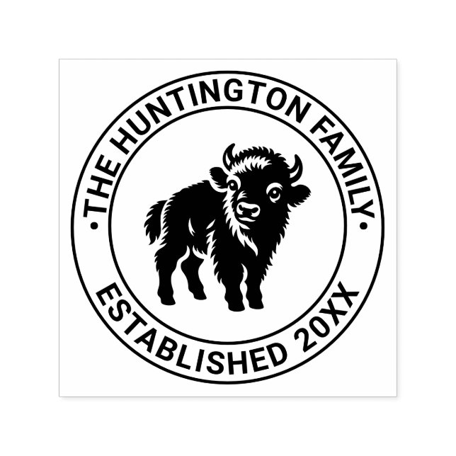 Baby Bison Stehend Familienname Datum estd Permastempel (Design)