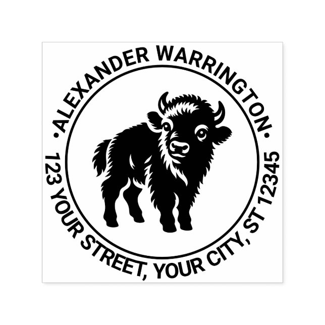 Baby Bison Stehend Name Ret Adresse #2 Permastempel (Design)
