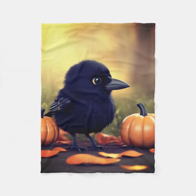 Baby black crow and pumpkins  fleecedecke (Vorderseite)