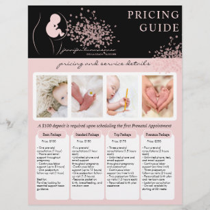 Baby Black Doula Birth Coach Pregnant Pricing Flyer