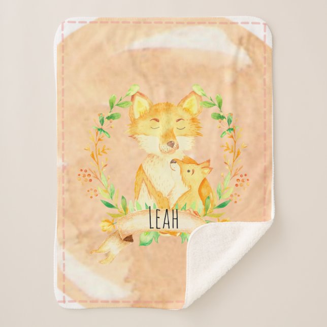 Baby Blanket Fox Floral Sherpa Sherpadecke (Vorderseite)