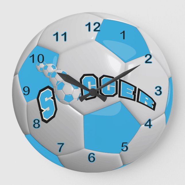 Baby-Blau des Fußball-| Große Wanduhr (Vorderseite)