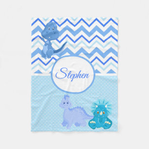 Baby Blau Dinosaur Chevron Personalisiert Fleecedecke