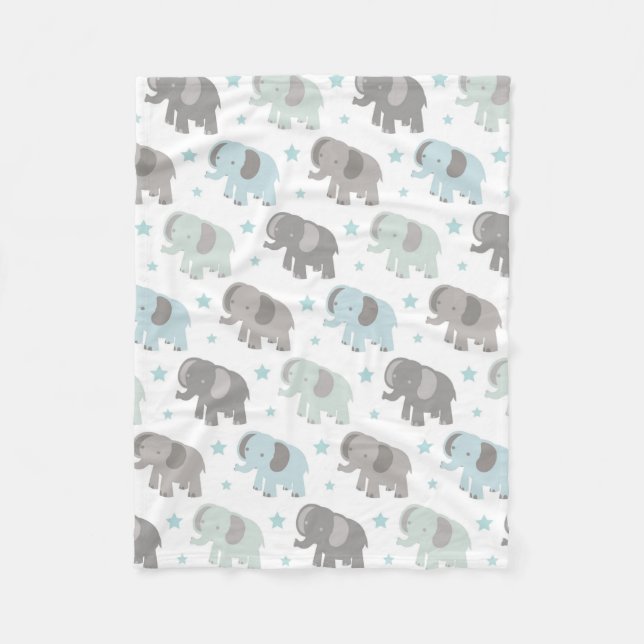 Baby-Blau-Elefant Fleecedecke (Vorderseite)