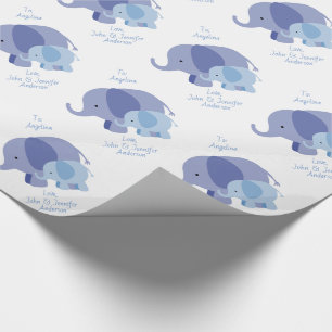 Baby-Blau-Elefant Geschenkpapier