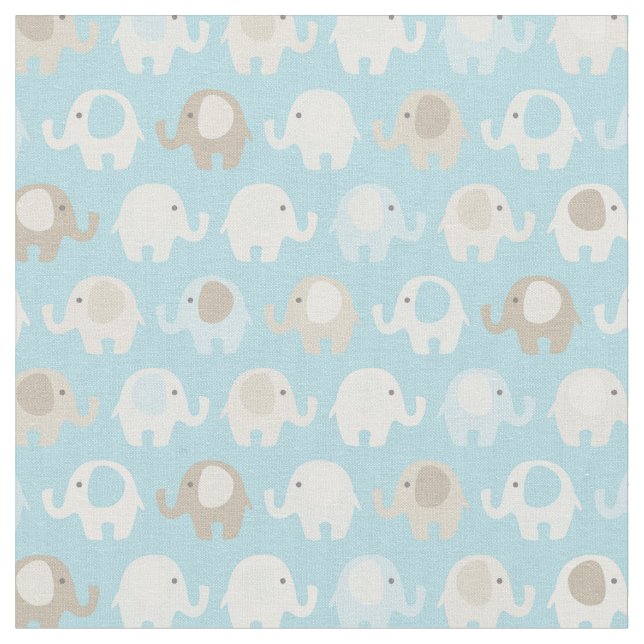 Baby-Blau-Elefant-Muster Stoff (Nahaufnahme)