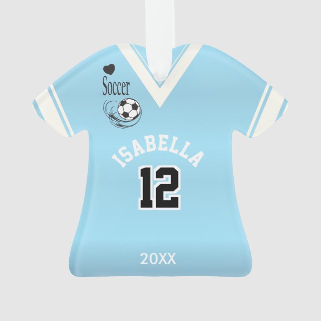 Baby-Blau-Fußball-Shirt Ornament (Rückseite)