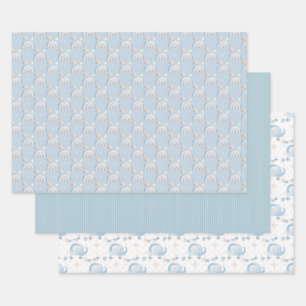 Baby Blau Geschenkpapier Set