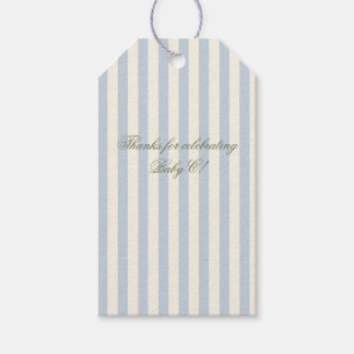 Baby Blau Gestreifte Babyparty-Dankeschön-Tags Geschenkanhänger