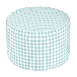 Baby-Blau-Gingham-Karo-und Polka-Punkte - Hocker