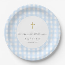 Baby Blau Gingham Taufpapier