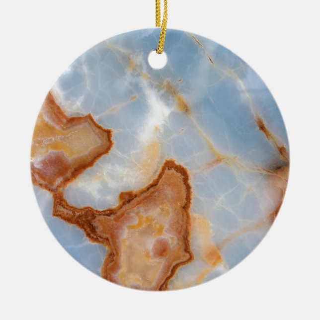 Baby-Blau-Marmor mit rostigem Veining Keramikornament (Vorne)