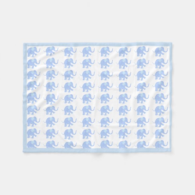 Baby-Blau-niedliches kleines Elefant-Baby-Muster Fleecedecke (Vorderseite (Horizontal))