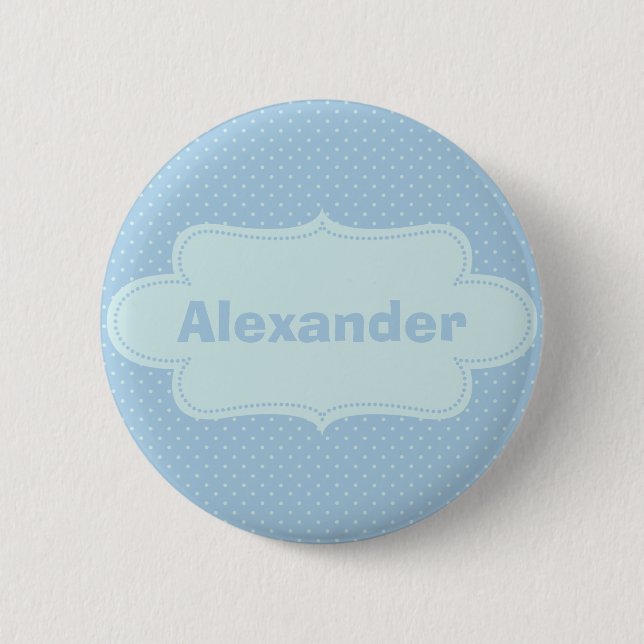 Baby-Blau-Tupfen mit Aufkleber Button (Vorderseite)
