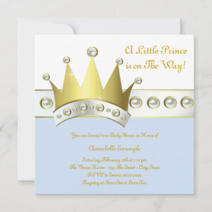 Baby Blau und Gold Prinz Baby Shower Einladung
