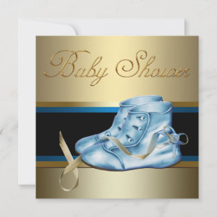 Baby Blau und Gold Prinz Baby Shower Einladung