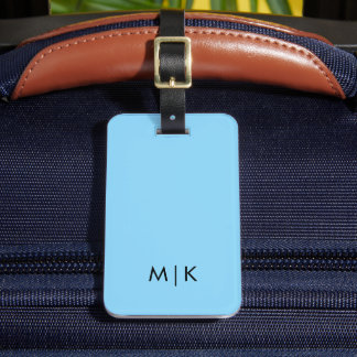 Baby Blau und Schwarz Moderner Monogramm-Gepäckanh Gepäckanhänger
