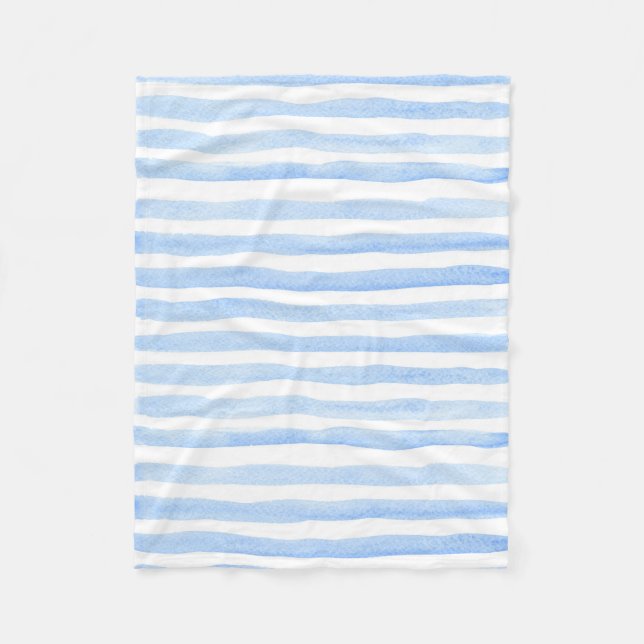 Baby Blau und Weiß, horizontal gestreift Wasserfar Fleecedecke (Vorderseite)