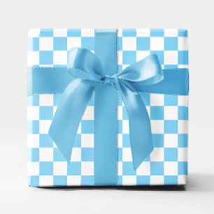 Baby Blau-Weiß Kariert Geschenkpapier