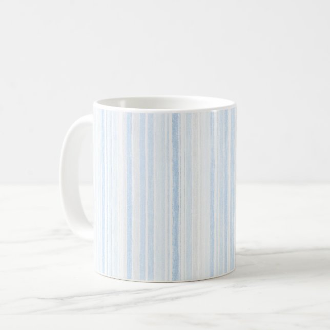 Baby Blau Weiß Streifen Kaffeetasse (Vorderseite Links)