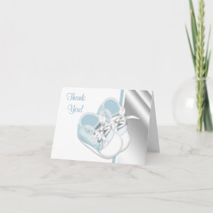 Baby Blau Weiße Baby Schuhe Dankeskarten Dankeskarte