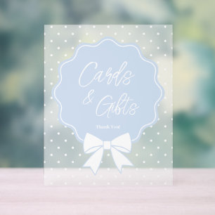 Baby Blau & Weiße Schleife Punkte Karten und Gesch Acrylschild