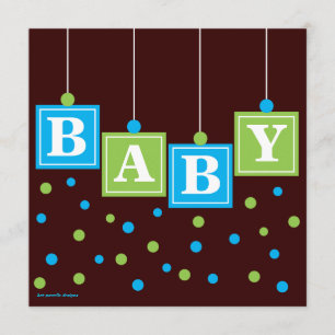 BABY blockiert blaues Grün-Jungen-Paar-Babyparty Einladung