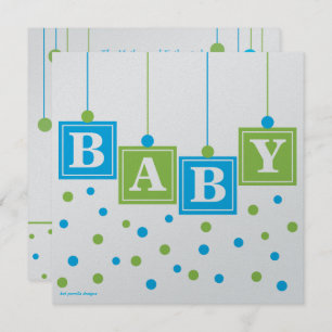 BABY blockiert Blue Green Boy Baby Dusche - CUSTOM Einladung