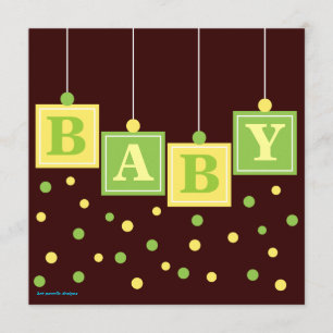 BABY blockiert gelbe, neutrale Babydusche Einladung