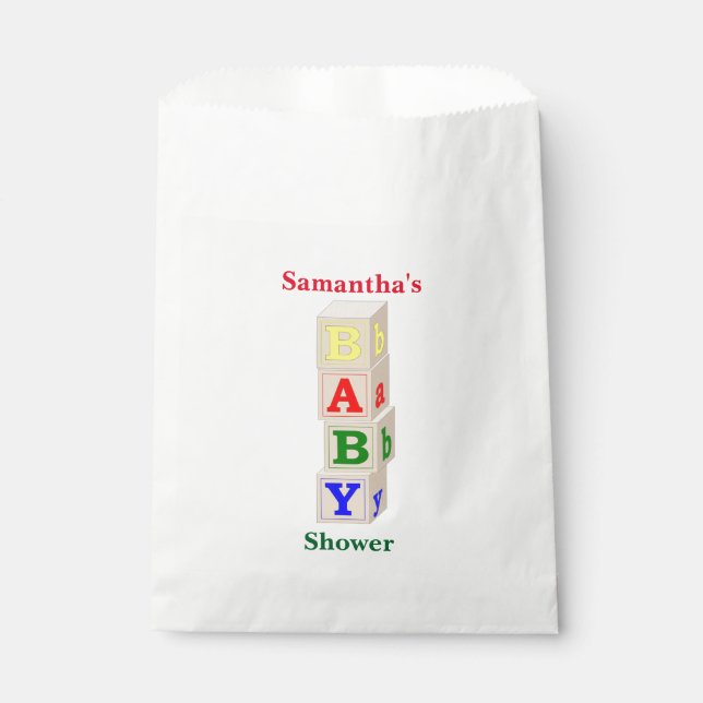Baby Blocks Baby Dusche Fevor Bag Geschenktütchen (Vorderseite)