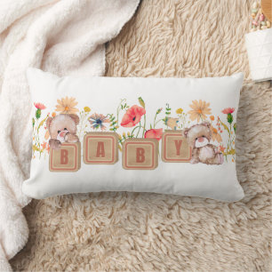 Baby Blocks, Bären und Wildblumen Lumbalkissen Lendenkissen