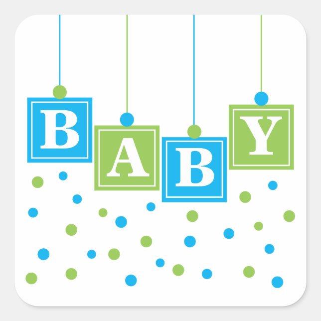 BABY Blocks Blue Green Boy Sticker (Vorderseite)