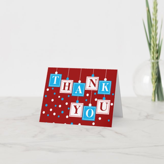 BABY Blocks Blue Red White Danke Karte (Vorderseite)