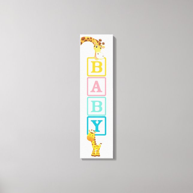 Baby Blocks mit Niedlichen Giraffen Leinwanddruck (Vorderseite)