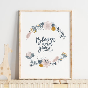 Baby Bloom and Grow Blue Poster Wall Print