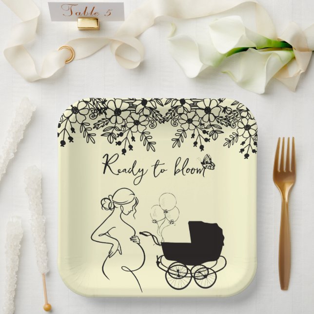 Baby Bloom Babyparty  Pappteller (Hochzeit)