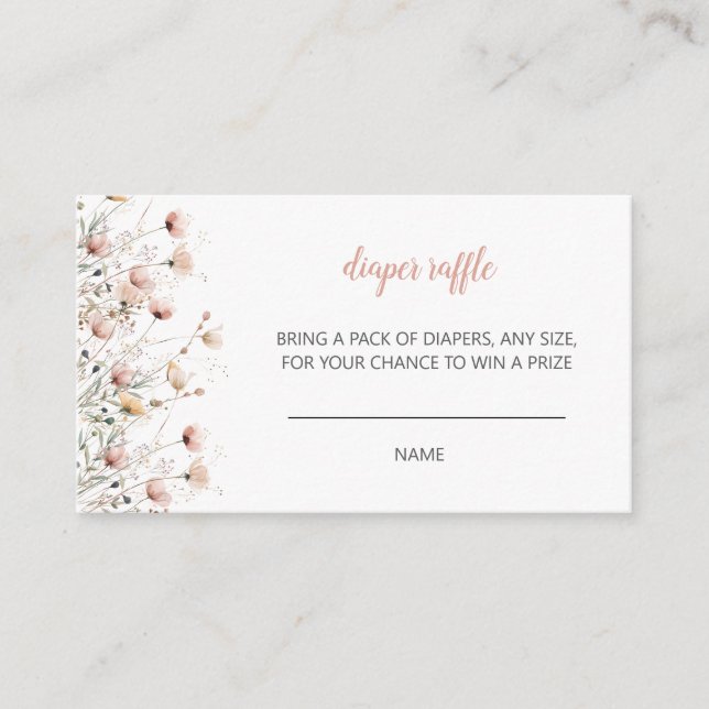 Baby Bloom floral baby shower diaper raffle game Begleitkarte (Vorderseite)