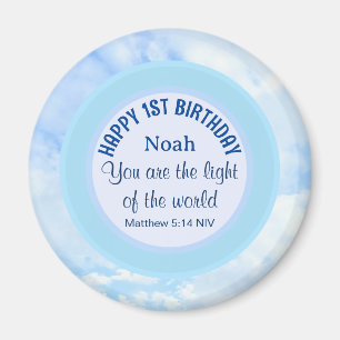 Baby Blue 1. Geburtstag Christliche Glaubensbibel  Magnet