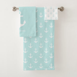 Baby Blue Anchors Nautical Badhandtuch Set