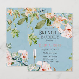 Baby Blue and Pink Lily Brunch & Bubbly Einladung