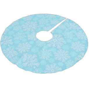 Baby Blue and White Christmas Snowflakes Muster Polyester Weihnachtsbaumdecke