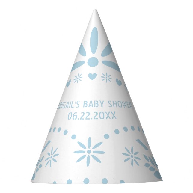 Baby Blue and white papado Picado Baby Boy Dusche Partyhütchen (Vorderseite)