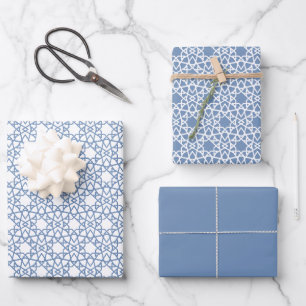 Baby Blue Arabesque Design Geschenkpapier Set