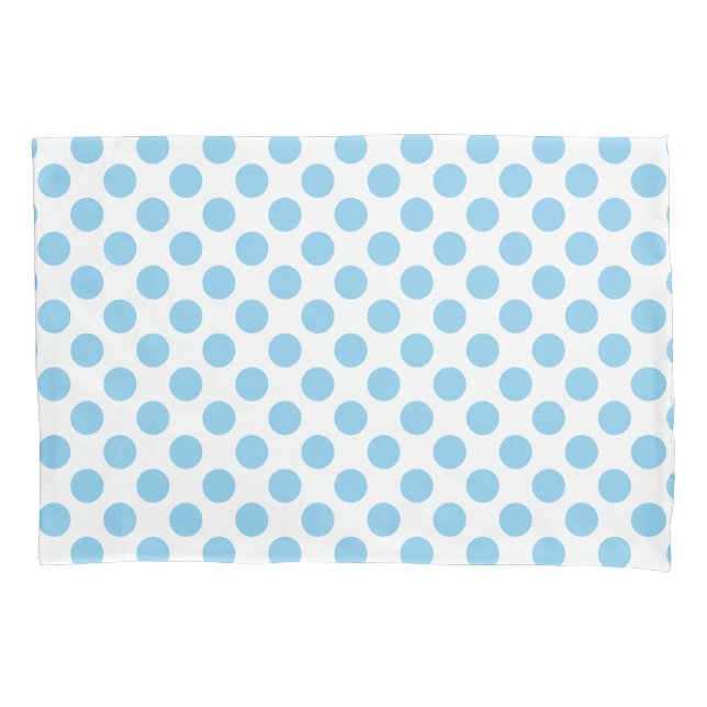 Baby Blue auf weiße große Polka Dots Kissenbezug (Vorderseite)