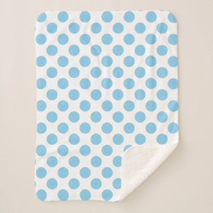 Baby Blue auf weiße große Polka Dots Sherpadecke