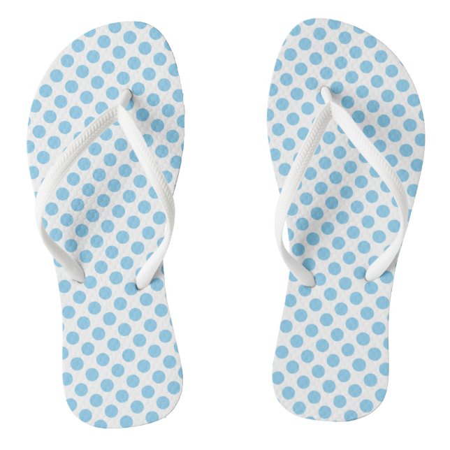 Baby blue auf White Medium Size Polka Dots Flip Flops (Fußbett)